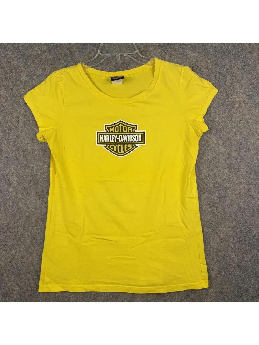 Harley Davidson New Smyrna Beach FL T Shirt Yellow Glitter Women Size XL 363